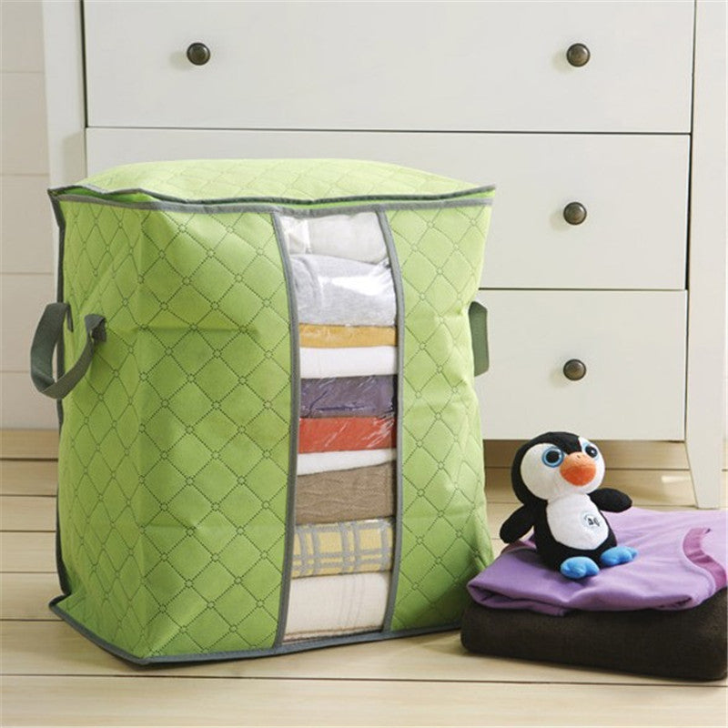 Non-Woven Fabric Clothing and Quilt Storage Bag, 28x40x45cm, Indoor Organiser, Blue and Green