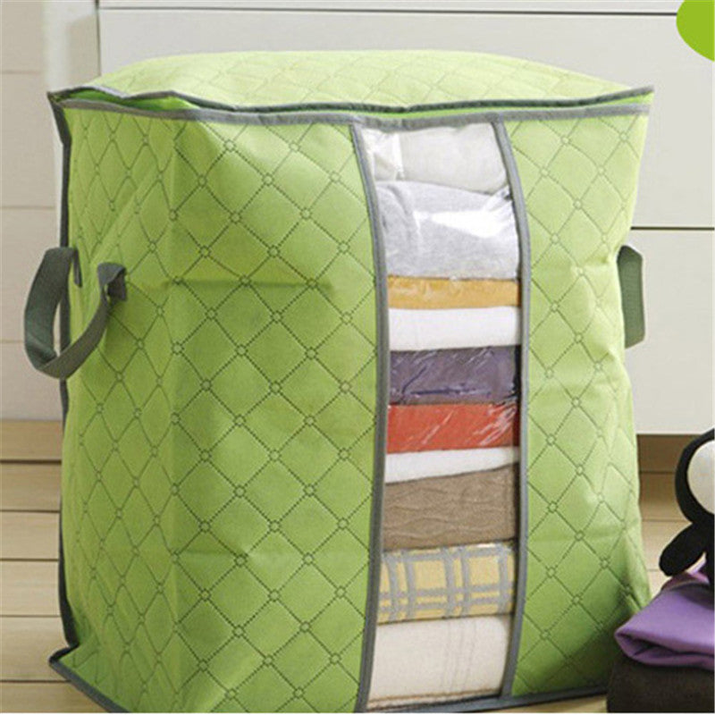 Non-Woven Fabric Clothing and Quilt Storage Bag, 28x40x45cm, Indoor Organiser, Blue and Green