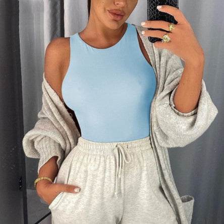 Fashion Round Neck Sleeveless bodysuit top for women