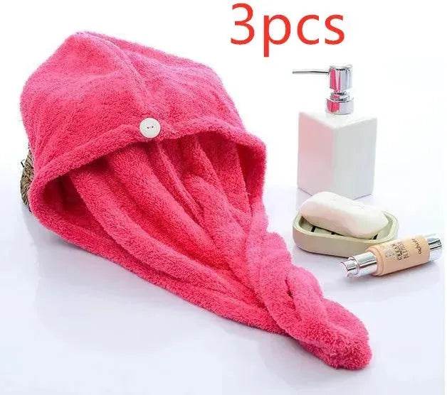 Women's Microfiber Hair Dryer Cap Absorbent Hair Towel.