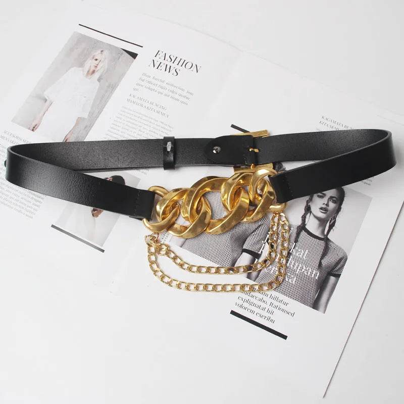Street shot fashion metal chain link Waist Belt women