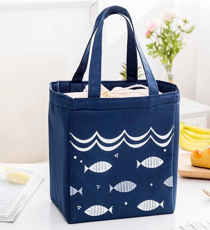 Insulated Lunch Bag – Thermal Storage Bag for Picnic, Work & Travel (Blue & Grey)
