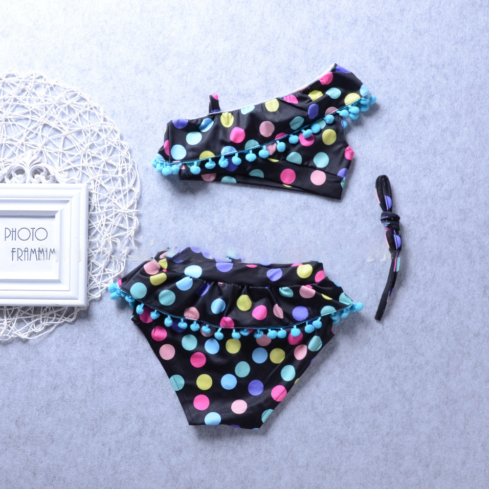Baby Girls Polka Dot Tankini Swimsuit Set – Nylon Two-Piece Swimwear for Kids Ages 2–7