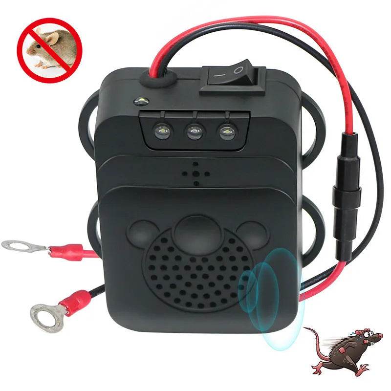 Car Rodent Repellent Animal Ultrasonic Rat Flashlight Deterrent-Trap 12V with LED Vehicle