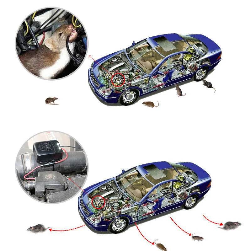 Car Rodent Repellent Animal Ultrasonic Rat Flashlight Deterrent-Trap 12V with LED Vehicle