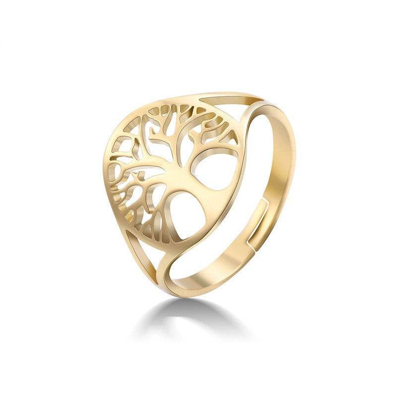Retro Hollow Design Tree Of Life Dress Ring Unisex