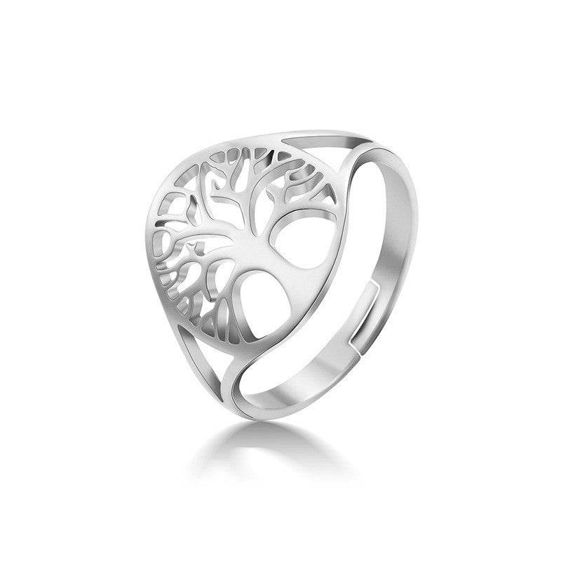Retro Hollow Design Tree Of Life Dress Ring Unisex