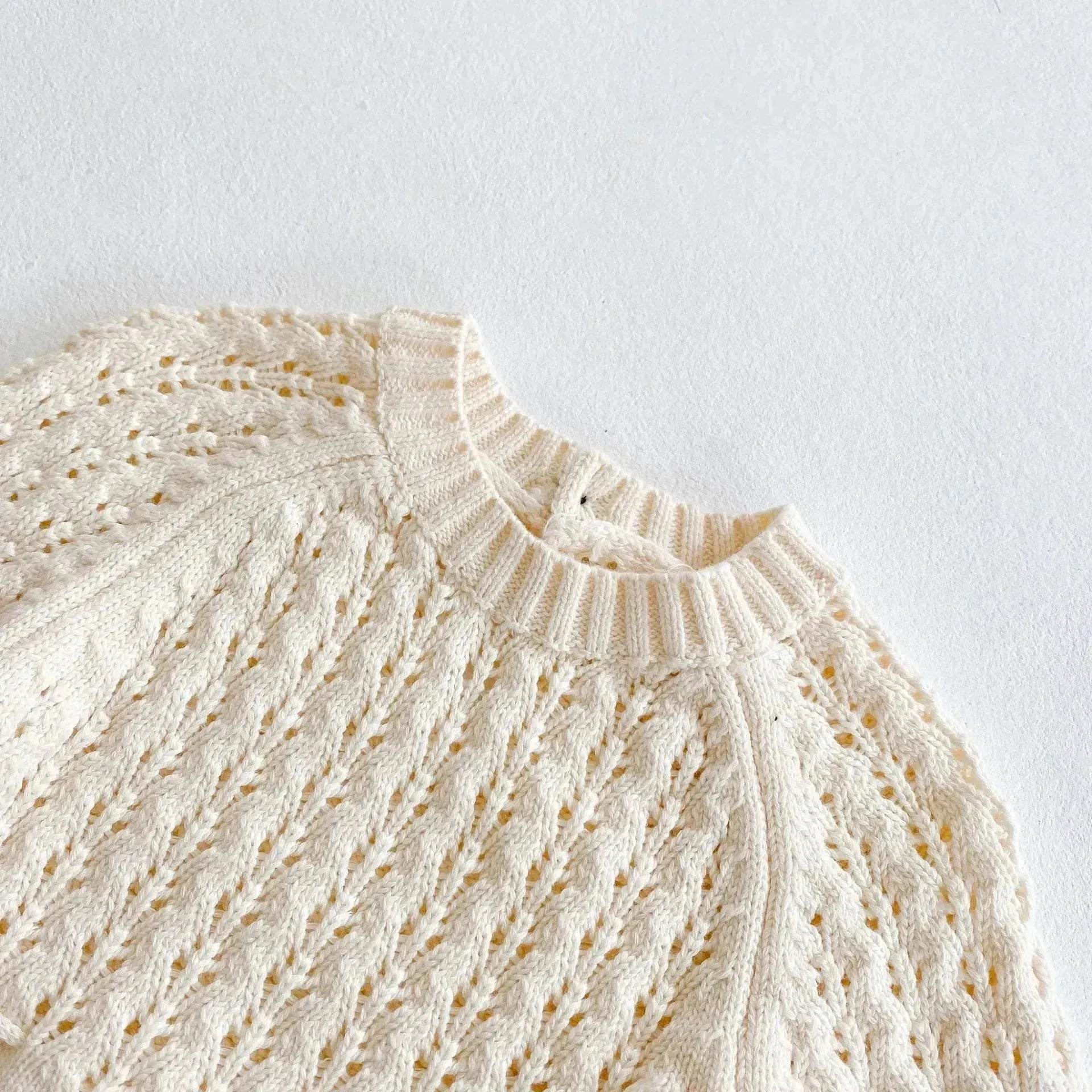 Girl Baby Knitted Hollow Waist Girdle Long Sleeves Harpy Dress Triangle Baby girl Casual wear