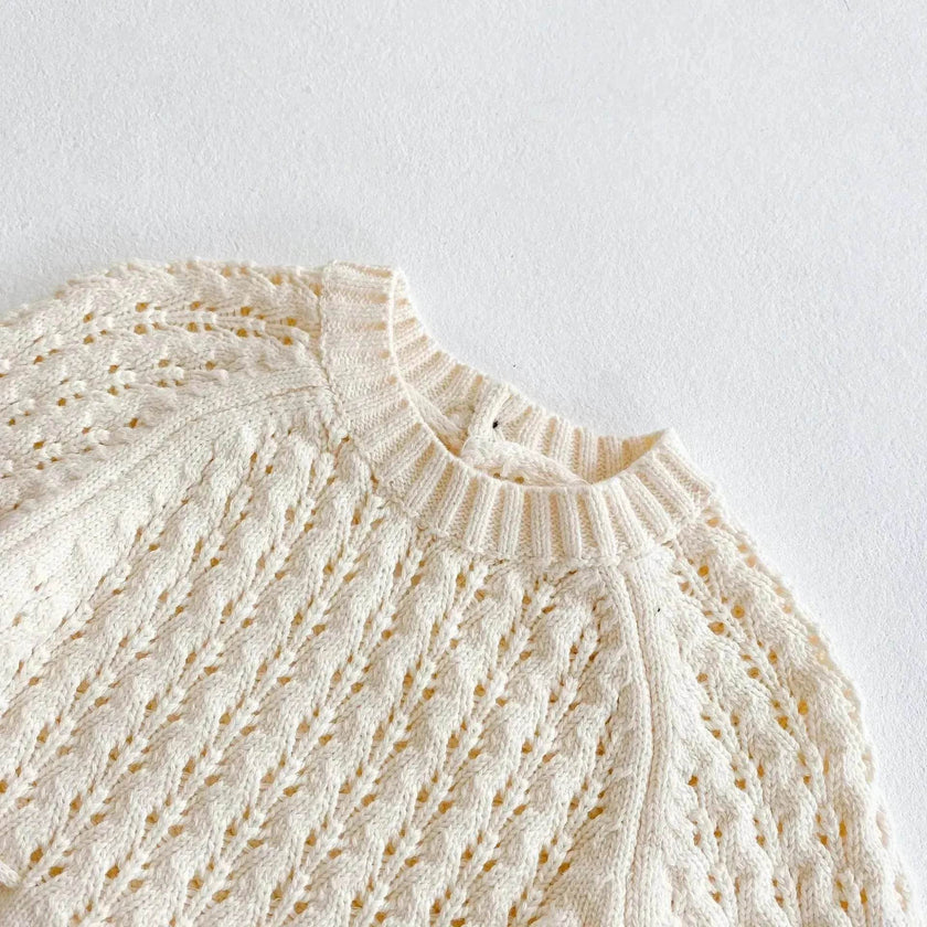 Girl Baby Knitted Hollow Waist Girdle Long Sleeves Harpy Dress Triangle Baby girl Casual wear
