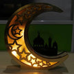 Wooden Eid Mubarak Mirror Golden Moon Castle craft Hollow Letters with LED Lights decor Ornaments