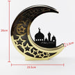 Wooden Eid Mubarak Mirror Golden Moon Castle craft Hollow Letters with LED Lights decor Ornaments