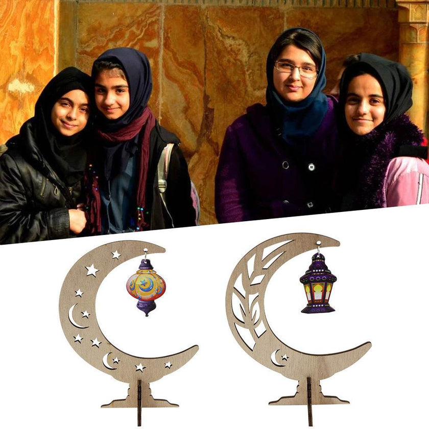 Ramadan Festival Kulbang Moon Painted Lantern Table Decoration Crafts Ornaments