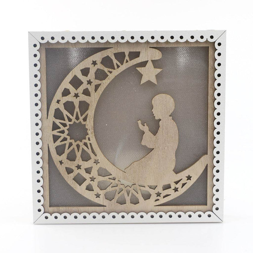 Wooden Eid Mubarak Ramadan Gulbang Square Decoration Crafts Ornaments