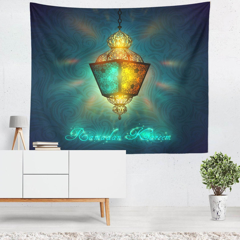 Colorful Lantern Living Room Bedroom Ramadan Tapestry Eid Mubarak Wall Carpet Mural