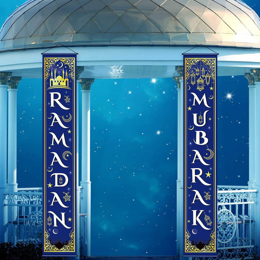 Eid Mubarak Couplet Festival Celebration Decoration Door Curtain Outdoor Ramadan Banner