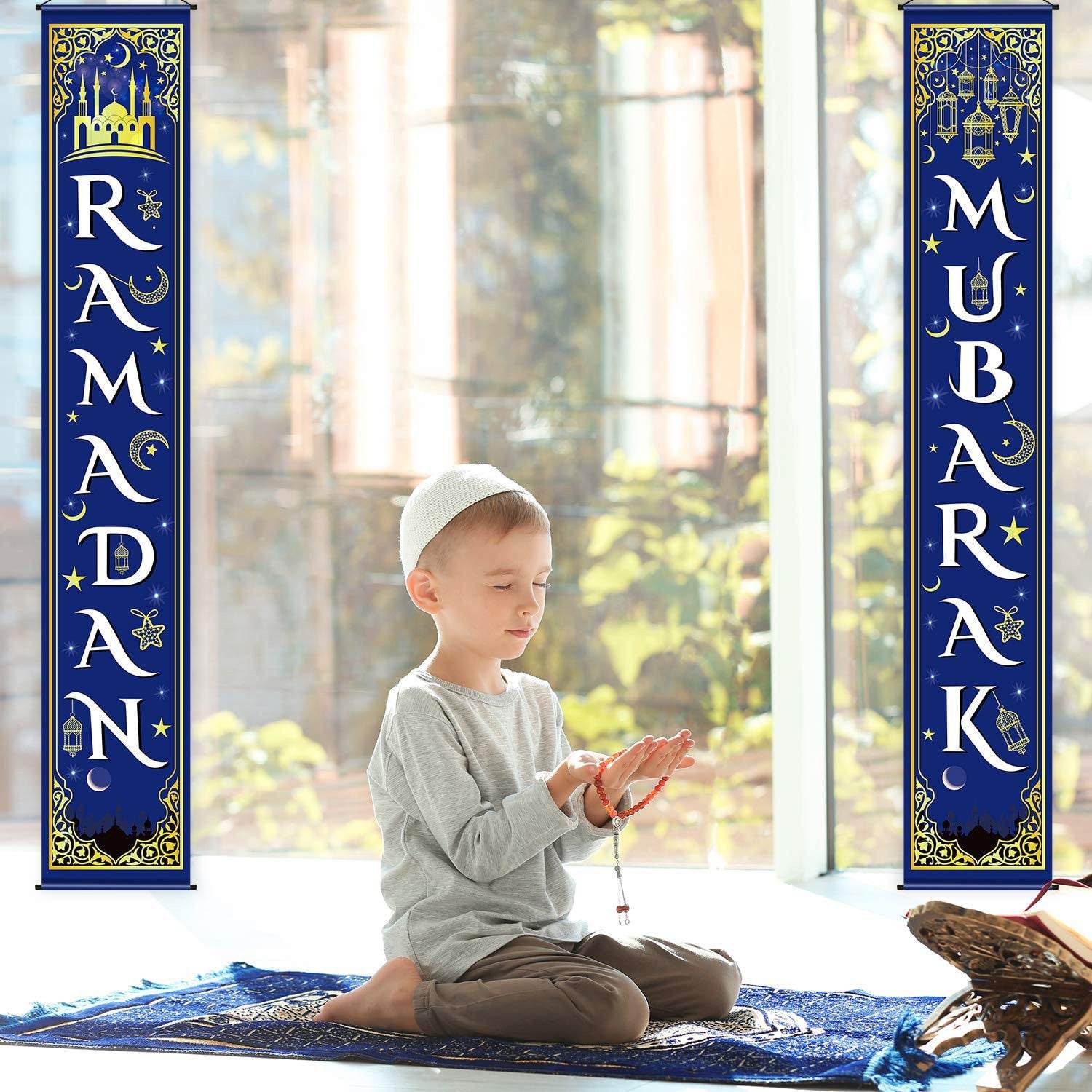 Eid Mubarak Couplet Festival Celebration Decoration Door Curtain Outdoor Ramadan Banner