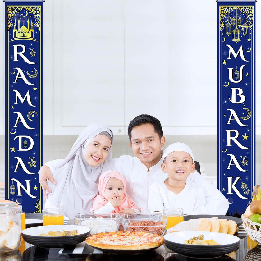 Eid Mubarak Couplet Festival Celebration Decoration Door Curtain Outdoor Ramadan Banner