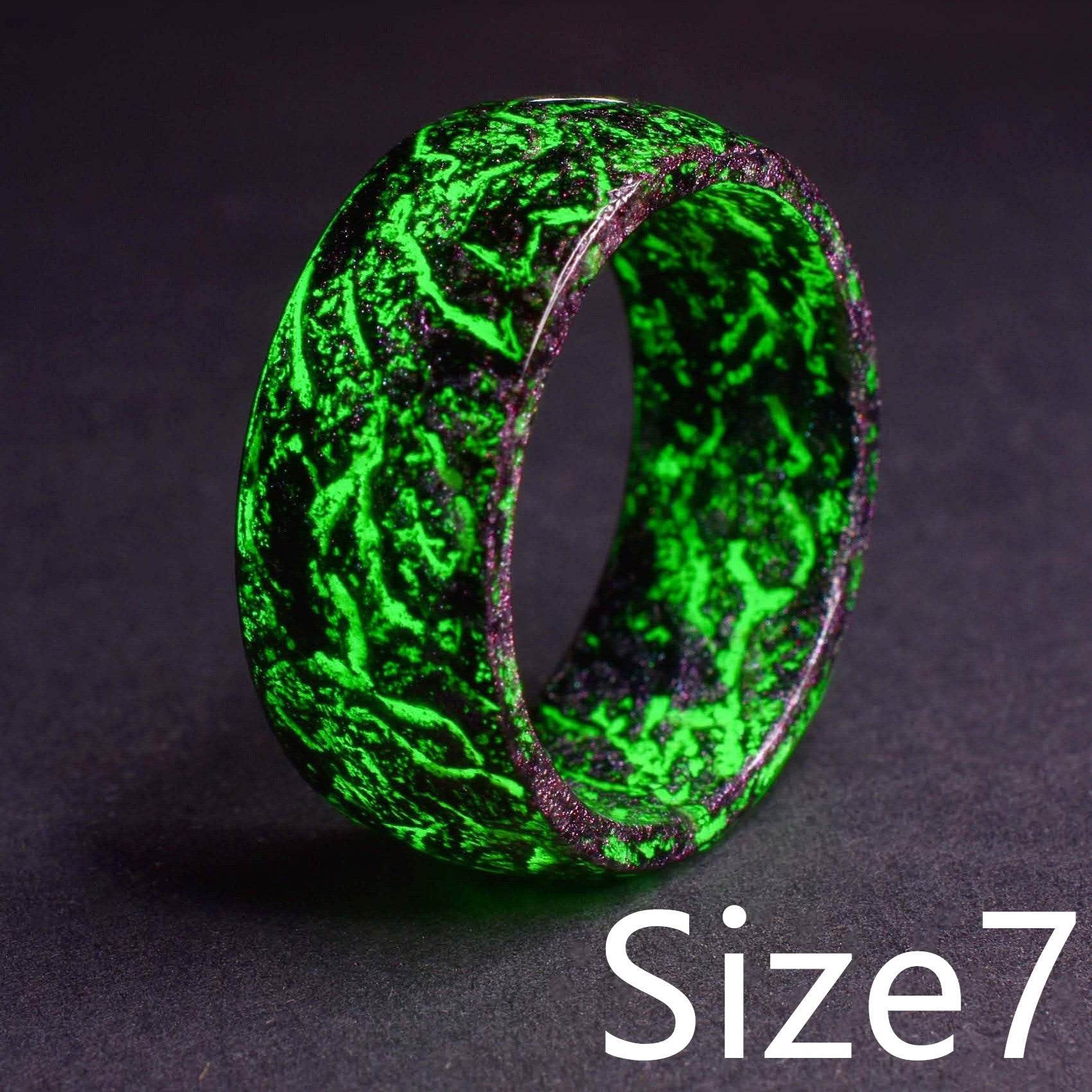 Luminous Glow in the Dark Resin Ring – Geometric Boho Style | Sizes 6–11