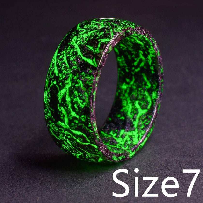 Luminous Glow in the Dark Resin Ring – Geometric Boho Style | Sizes 6–11