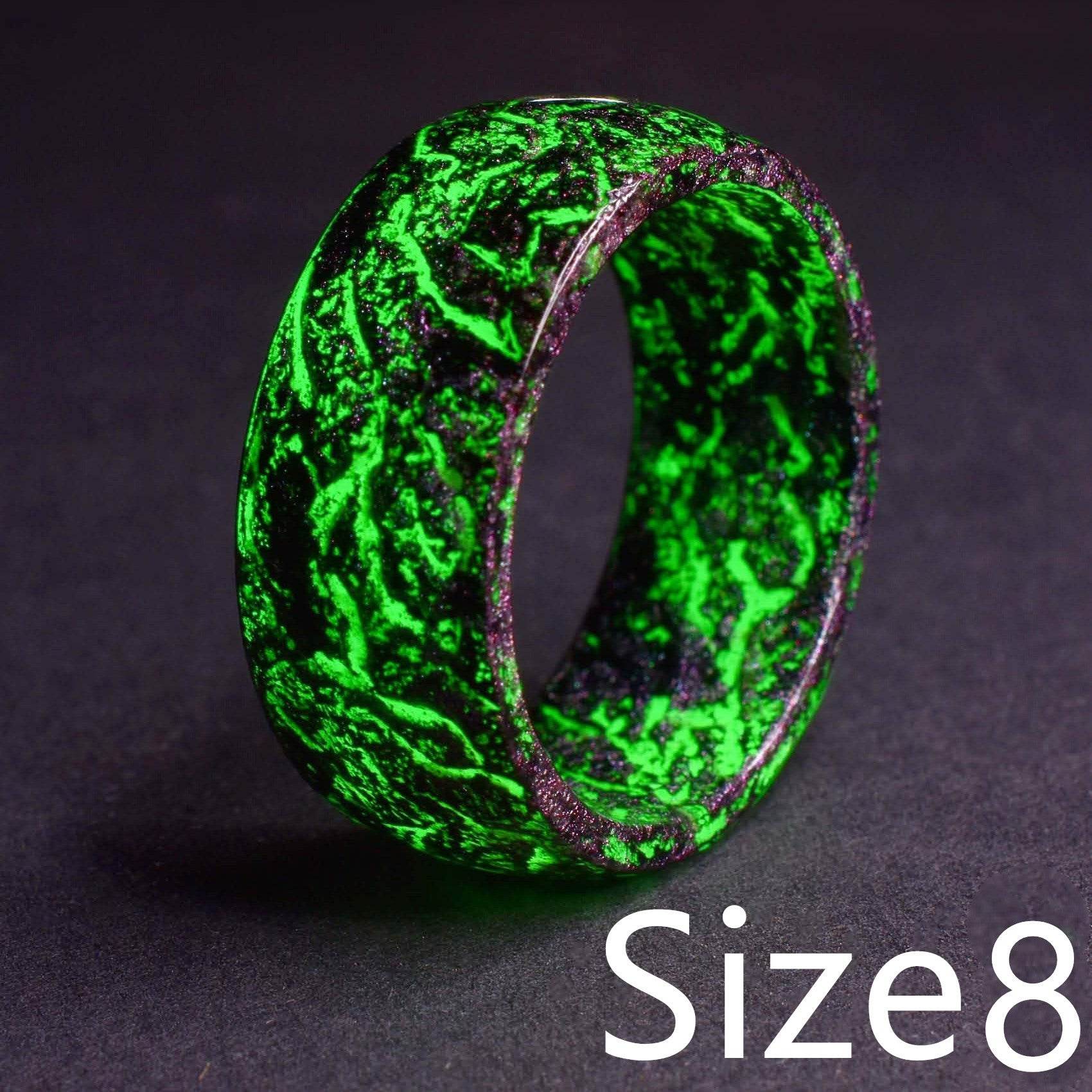 Luminous Glow in the Dark Resin Ring – Geometric Boho Style | Sizes 6–11
