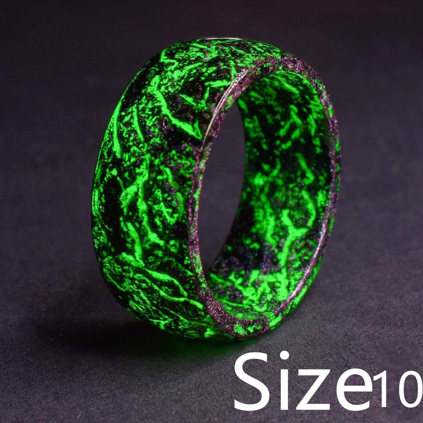 Luminous Glow in the Dark Resin Ring – Geometric Boho Style | Sizes 6–11