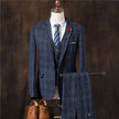 Men's 3-Piece Plaid Suit Set – Wedding, Groom & Formal Tuxedo (4 Colors, M–3XL)