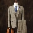 Men's 3-Piece Plaid Suit Set – Wedding, Groom & Formal Tuxedo (4 Colors, M–3XL)