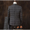 Men's 3-Piece Plaid Suit Set – Wedding, Groom & Formal Tuxedo (4 Colors, M–3XL)