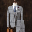 Men's 3-Piece Plaid Suit Set – Wedding, Groom & Formal Tuxedo (4 Colors, M–3XL)