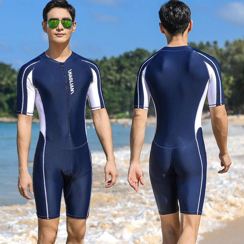 Men's One-Piece Short Sleeve Surf Suit | Nylon Sports Wetsuit Canada | L-5XL