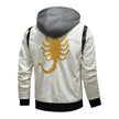 Men's Leather Stand Collar Zip up Hooded Winter Jacket