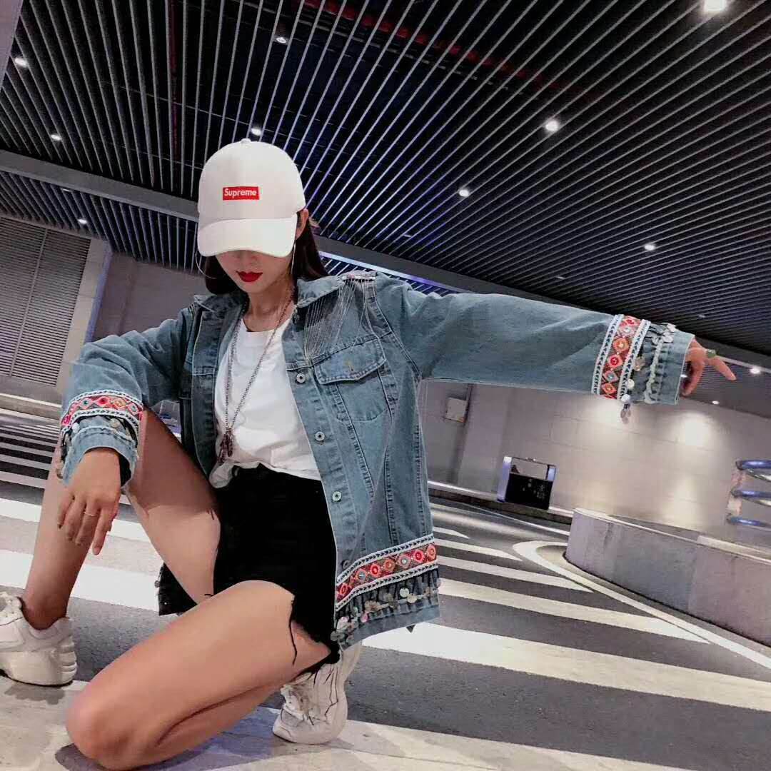 Heavy Industry Flower Embroidery Beaded Sequins Retro Fashion Long-sleeved Denim Jacket Women