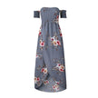 Elegant Ladies Summer Boho Vacation Resort Slit Maxi dress off shoulder Long floral Beach summer slit dress