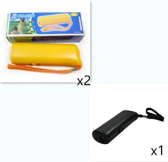 3-in-1 Anti Barking Dog Training Device – Ultrasonic Repeller & LED Flashlight (Black / Yellow)