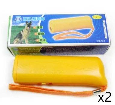 3-in-1 Anti Barking Dog Training Device – Ultrasonic Repeller & LED Flashlight (Black / Yellow)