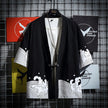 Men's Cotton Linen Hanfu Cardigan – Loose Casual Summer Robe in Black & Blue (M–5XL)