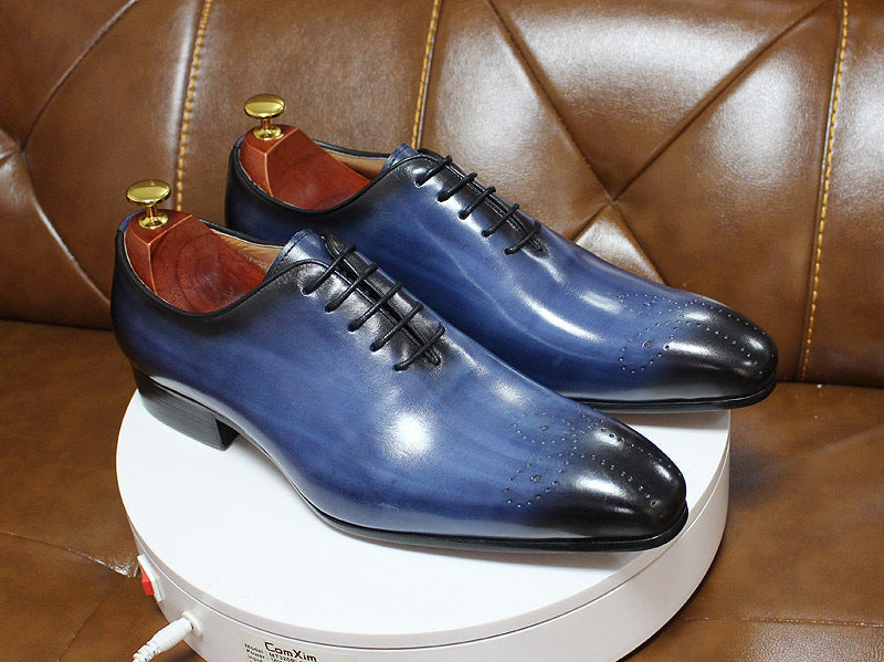 Men's Handmade Oxford Shoes – Genuine Cowhide Brogue Dress Shoes (6 Colors, EU 38–47)