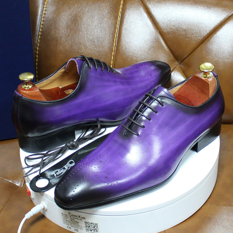 Men's Handmade Oxford Shoes – Genuine Cowhide Brogue Dress Shoes (6 Colors, EU 38–47)