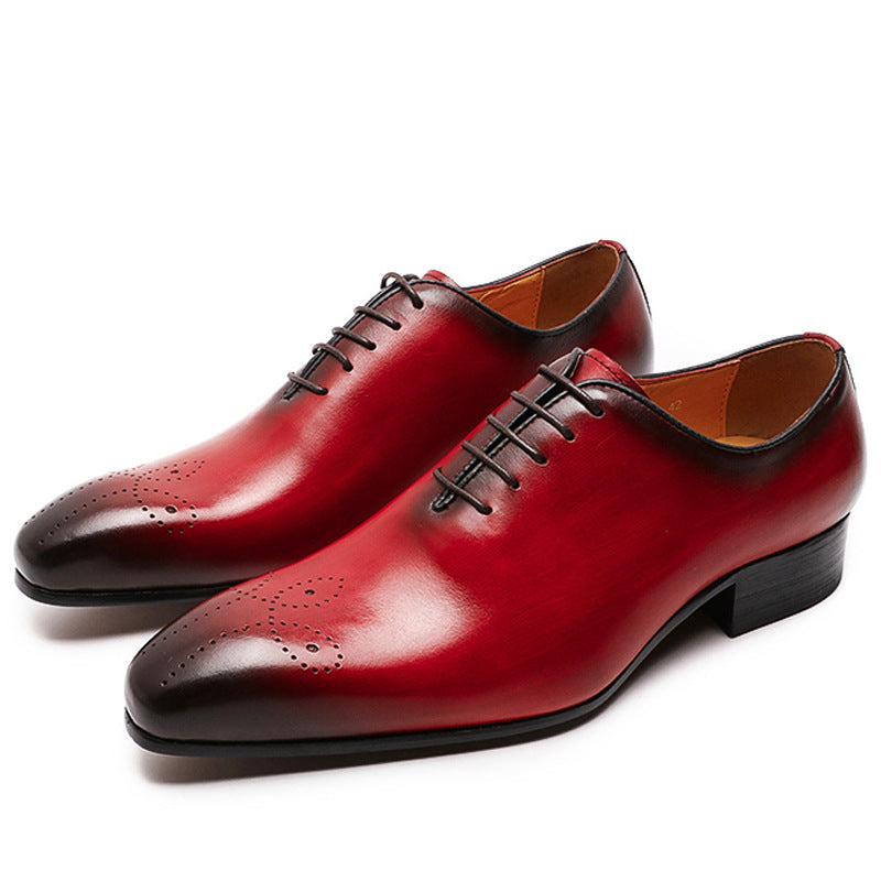 Men's Handmade Oxford Shoes – Genuine Cowhide Brogue Dress Shoes (6 Colors, EU 38–47)