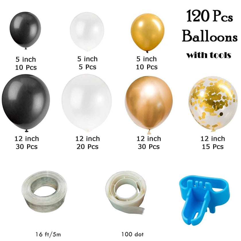 Black Gold Balloon Garland Arch Kit – 120pcs Party Decoration Set