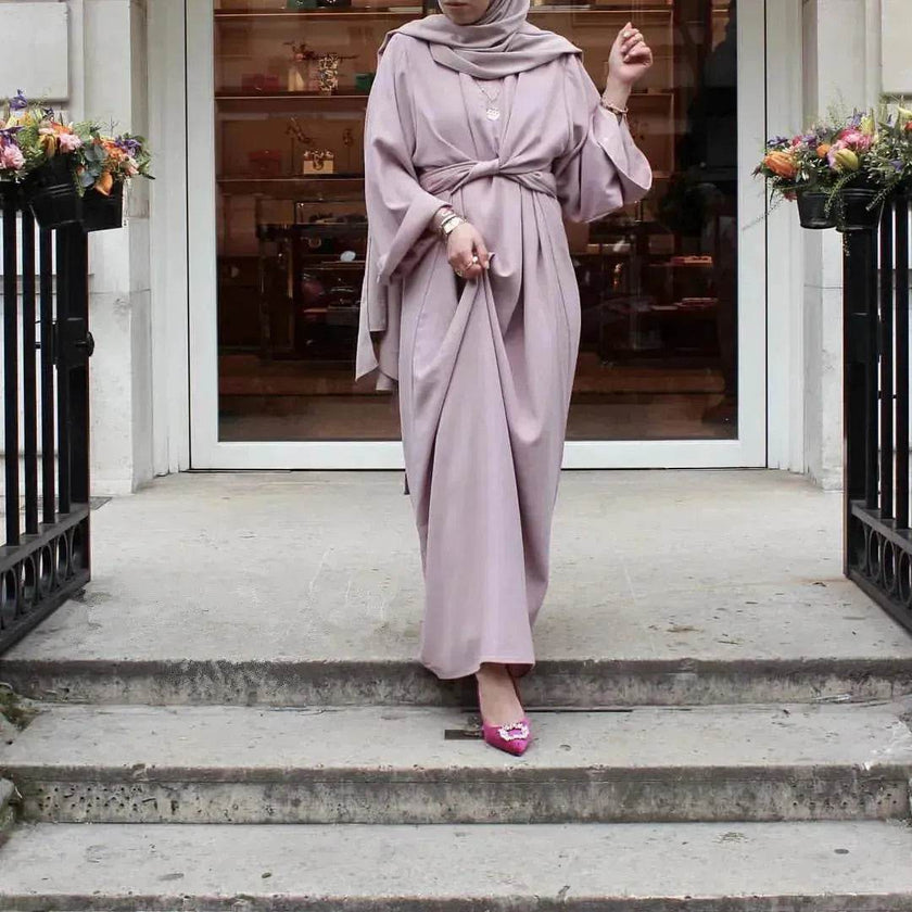 Fashion Plain Abaya dress for ArabMiddle East Dubai Arab Turkey Women Ramadan Eid Jalabiya  for Women