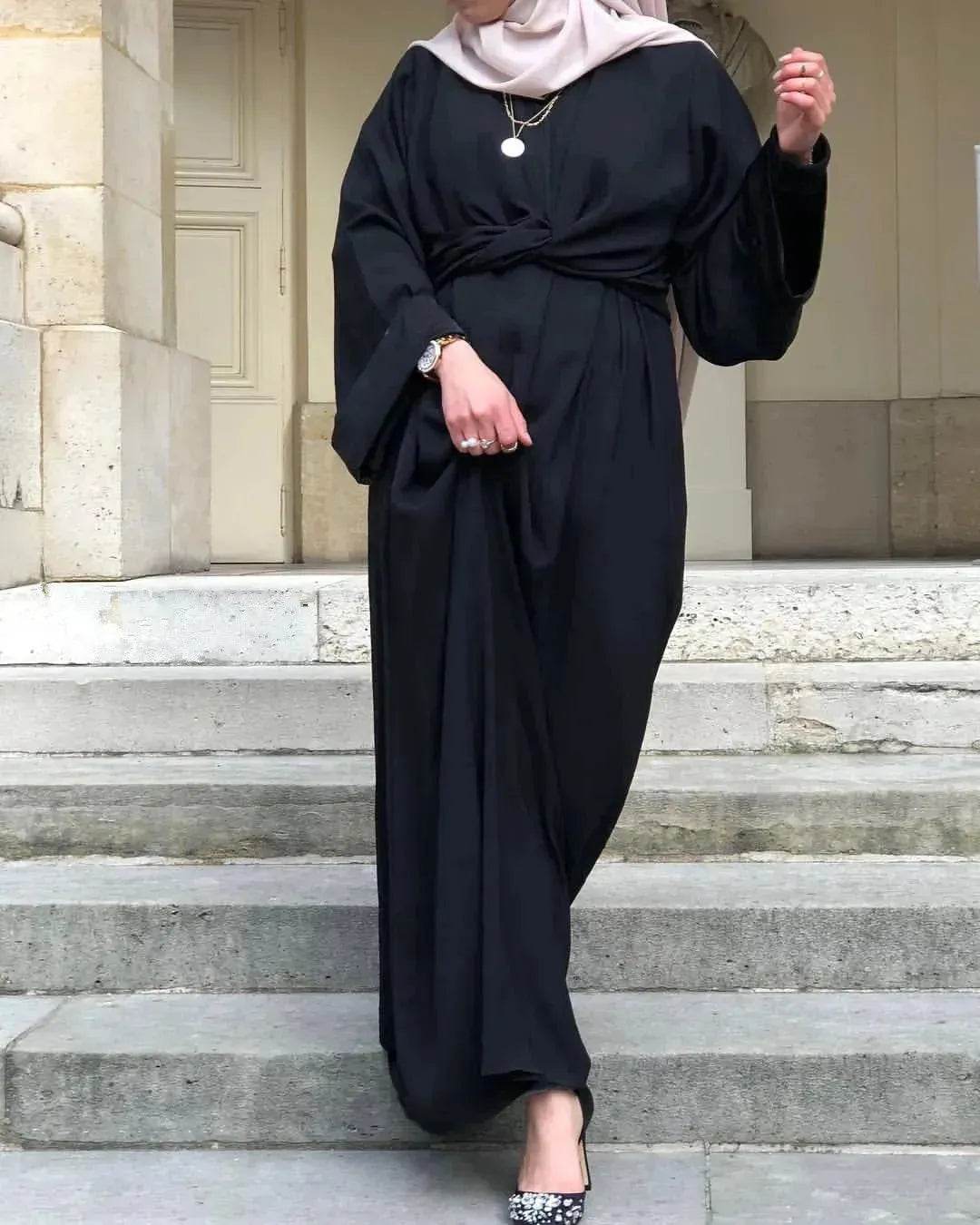 Fashion Plain Abaya dress for ArabMiddle East Dubai Arab Turkey Women Ramadan Eid Jalabiya  for Women
