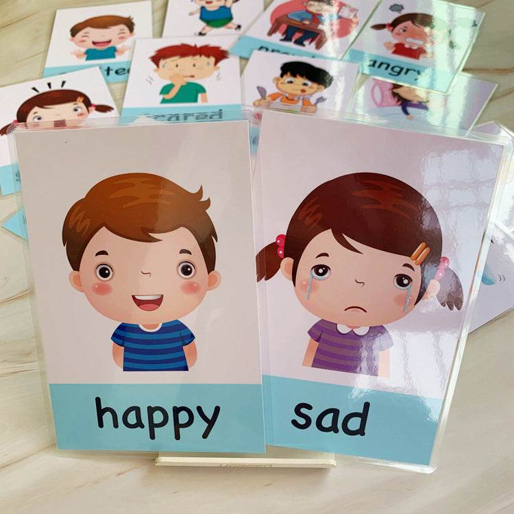14 pcs Kids Learning Emotions Cognitive Flash Cards