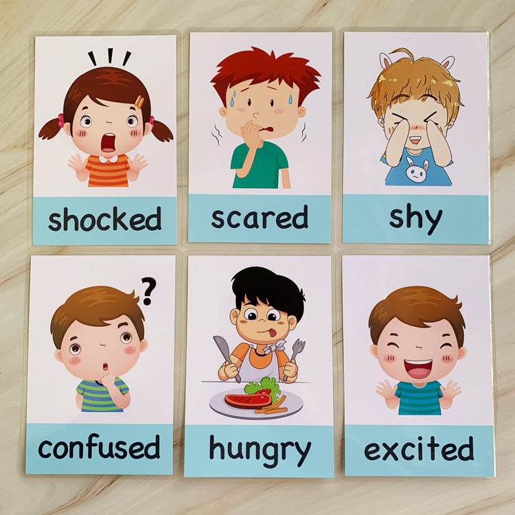 14 pcs Kids Learning Emotions Cognitive Flash Cards