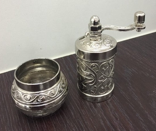 Turkish Manual Coffee Grinder, Removable and Easy to Clean, Hand Crank, Outdoor Style, Silver