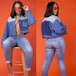 Oversized Denim Jacket – Color Matching Cotton Lapel
