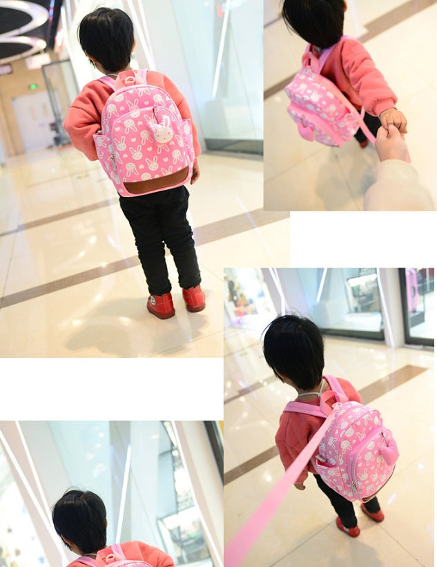 Kids Anti-Lost Kindergarten Backpack – Breathable Canvas Schoolbag (Pink, Blue, Yellow, Green, Navy)