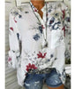 5XL Plus Size Summer Tops Women Blouses Long Sleeve Print Stand Collar Button Blouse Pullover Womens Clothing  Blusa