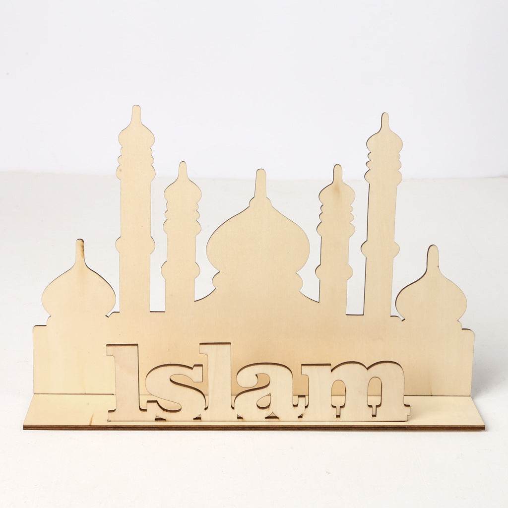 Muslim Eid Al-Fitr Decoration Craft Gifts Eid Mubarak Ramadan Wooden Ornaments