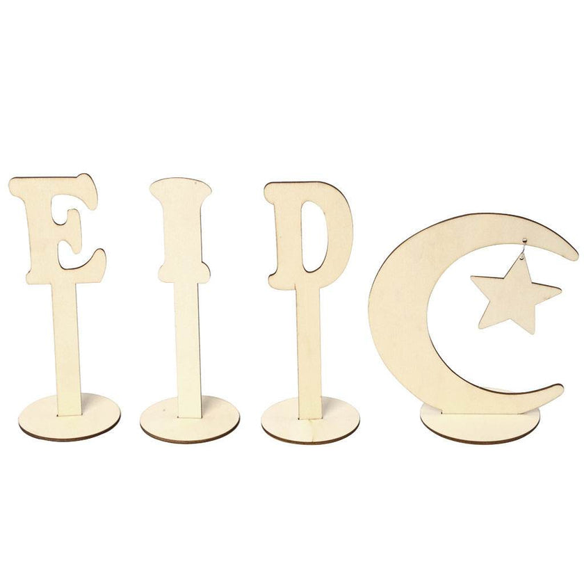 Muslim Eid Al-Fitr Decoration Craft Gifts Eid Mubarak Ramadan Wooden Ornaments
